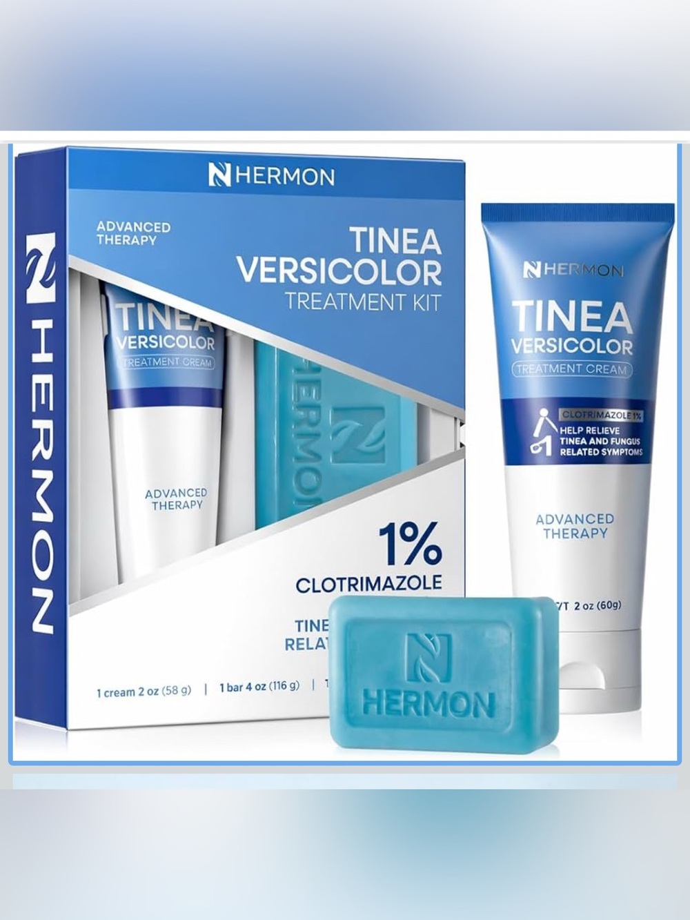 Tinea Versicolor Treatment Kit in Blue - 1% Clotrimazole great for athletes foot